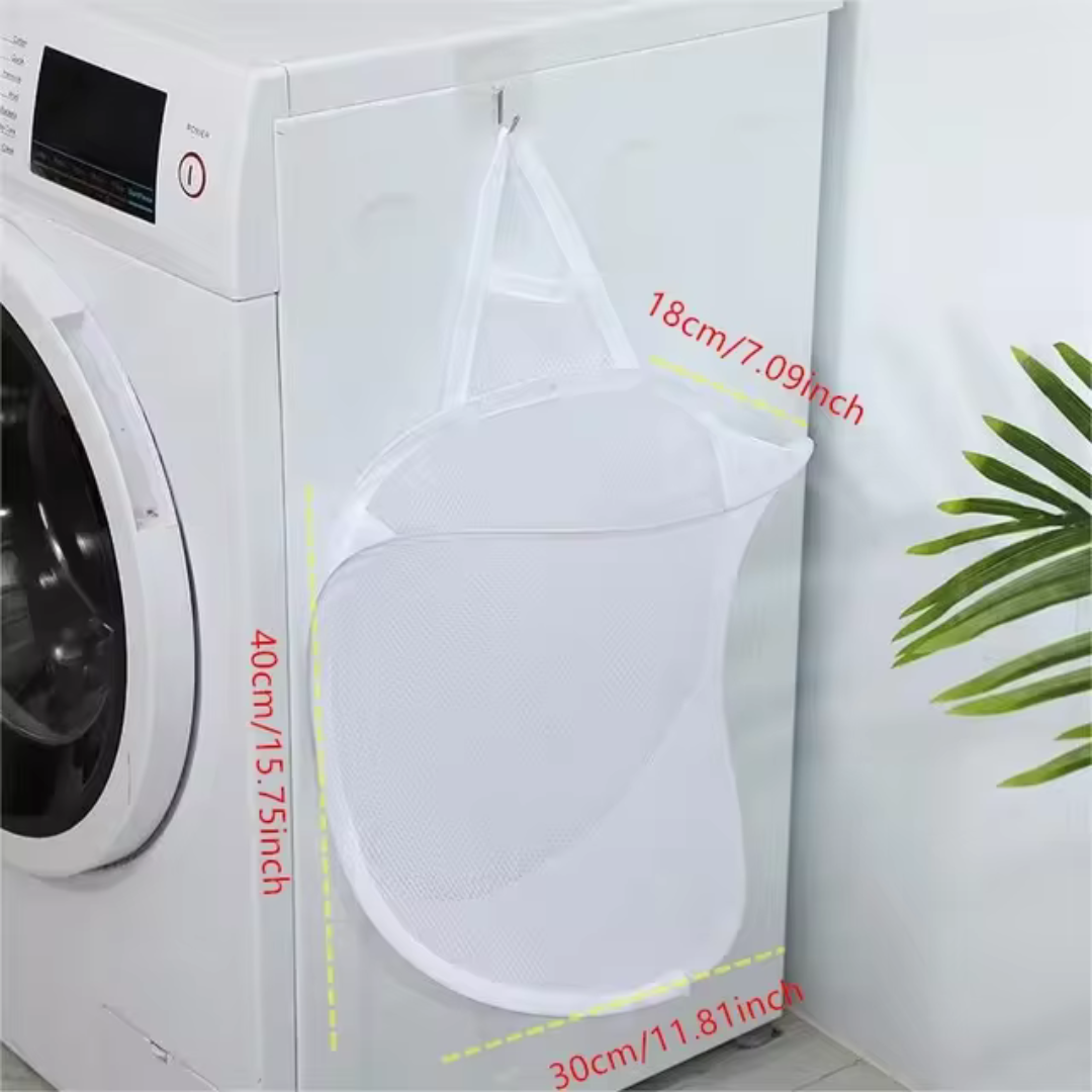 Portable Mesh Pop Up Laundry Hamper Wide Opening Breathable Collapsible Space-Saving Laundry Basket Dorm Travel Bathroom Item