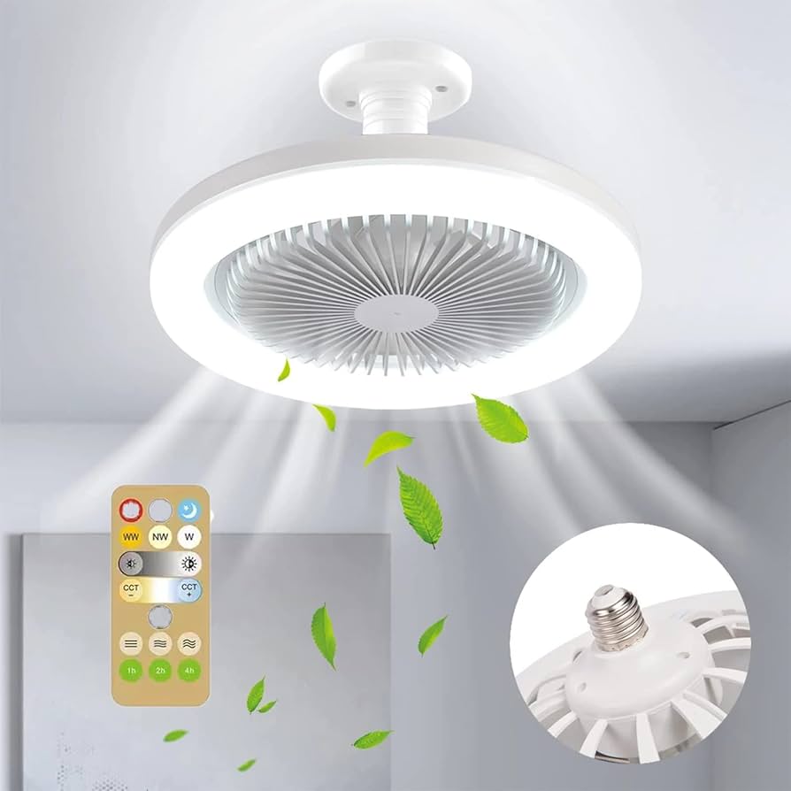 Rotatable 3in1 Ceiling Fan with Remote Control Lighting Lamp E27 Converter Base Lighting Base Bedroom Living Room ﻿Aromatherapy