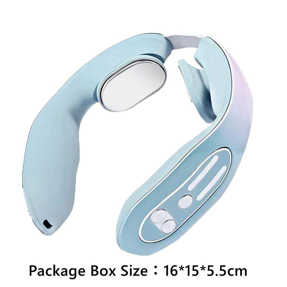 Neck Massager Cervical Massage Instrument Micro Current Pulse Vibration Kneading And Neck Physical Therapy Blue Hot Compress Rel